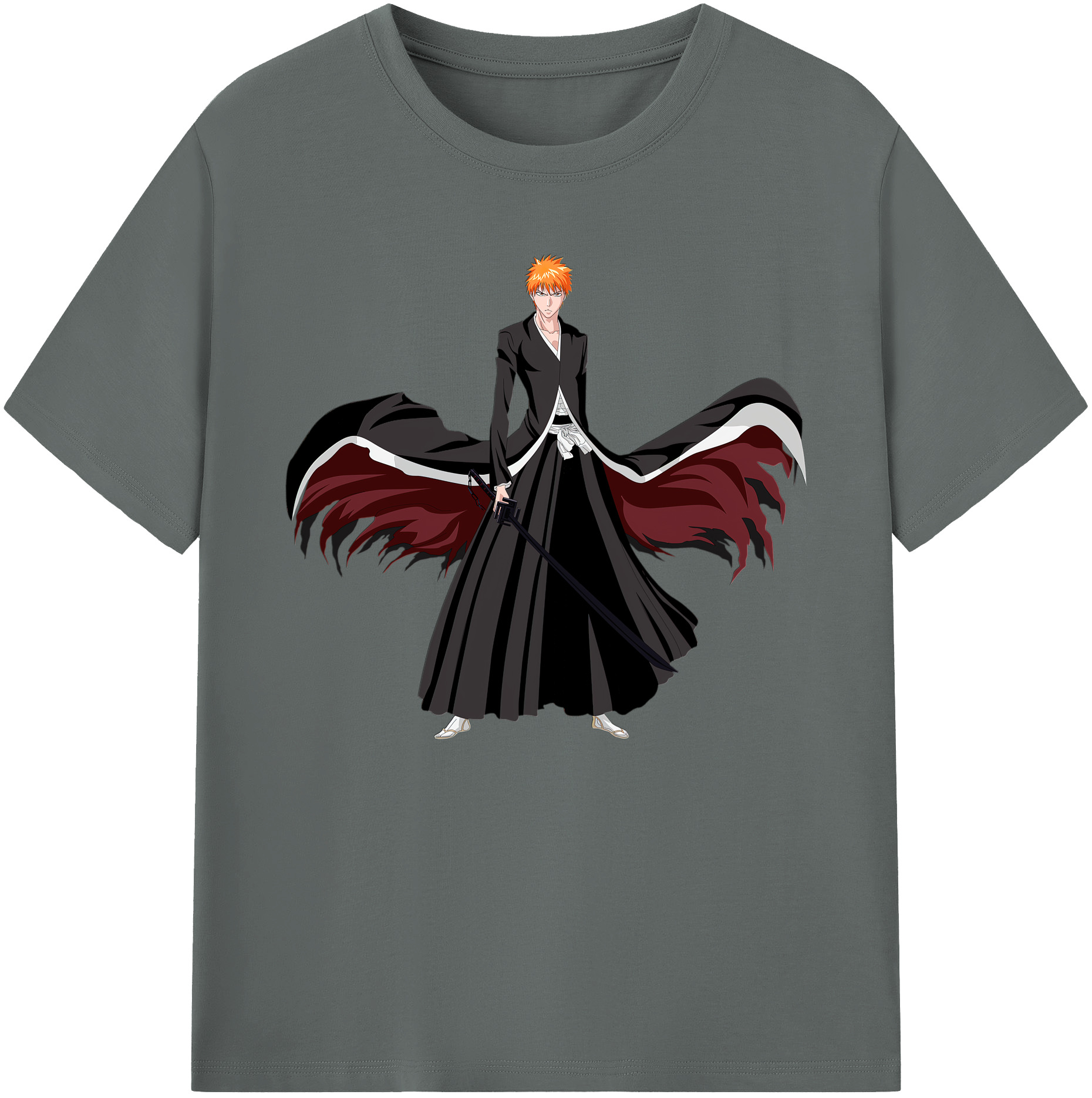 （画像用） ブリーチ 黒崎一護（くろさき いちご）BLEACH Kurosaki Ichigo 綿100％ メンズ半袖Tシャツ｜肌触りやわらか＆通気性
